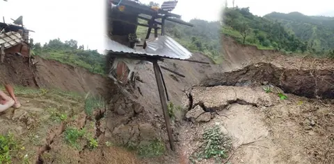 मकवानपुरको बकैयामा जमिन चिरा परेपछि १६ घरपरिवार सुरक्षित स्थानमा सारिए