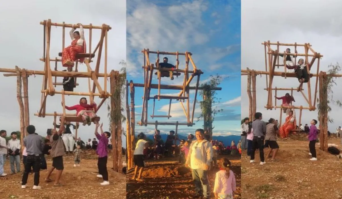 दसैँ नजिकिँदै गाउँमा फर्कियो पिङको रौनक