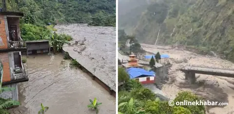 बाढीपहिरोले म्याग्दीका २०० परिवार विस्थापित, तिल्केनीमा कटान