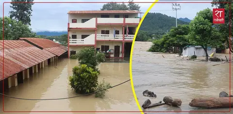 Narayani water level above danger mark, settlements in Chitwan flooded