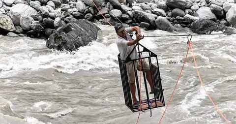 44 days after flood swept away road, tuin cable crossing linking Rasuwa and Nuwakot put into operation