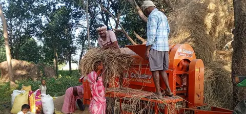 खेतालाको अभाव, धान झार्न थ्रेसरको प्रयोग बढ्दै