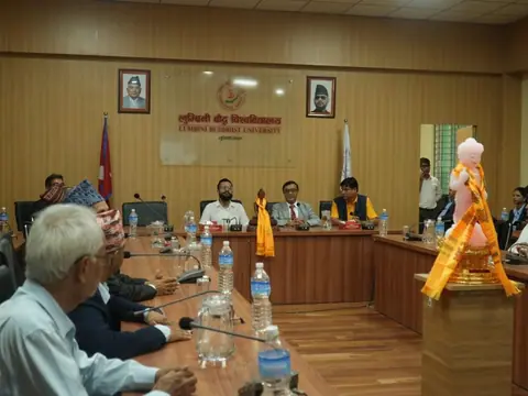 Education Minister Pokharel directs Lumbini Buddhist University to focus on Buddhist philosophy