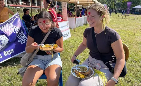 Pokhara holds first Dashain tourism festival on Phewa lakeside, foreigners receive tika
