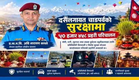 चाडपर्व सुरक्षा: देशभर ५० हजारभन्दा बढी प्रहरी परिचालित, झापामा भीडको निगरानी ड्रोनबाट