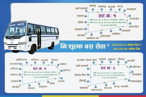 Nepal Police to run free buses on three Kathmandu Valley routes during Dashain on Kartik 3 and 4