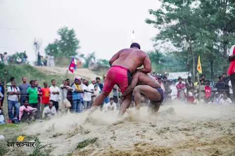 Nepal-India wrestling dangal held in Rupandehi, 44 wrestlers compete, Ramkant Mishra wins