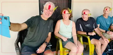 In Thamel and Sauraha, foreign tourists too receive Dashain tika and jamara