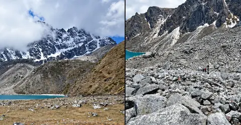गोक्योमा ढुङ्गामुनि लुकेको बरफ भण्डार भेटियो
