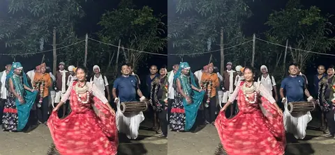 दसैँमा बर्दियाका थारू बस्तीमा हुर्डुङ्ग्वा नाचको रौनक