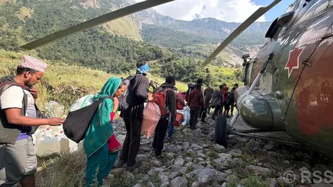 बूढीगण्डकी बाढी प्रभावित क्षेत्रबाट एक हजार ४४ जनाको हेलिकोप्टरबाट उद्धार