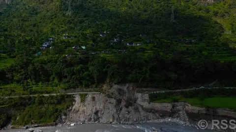 Myagdi River flood cuts Beni–Darwang road, puts Dukhubesi village at risk