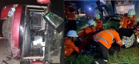 म्यानमारमा ब्रेक फेल भएको एक्सप्रेस बस दुर्घटना, कम्तीमा ६ जनाको मृत्यु, १२ घाइते